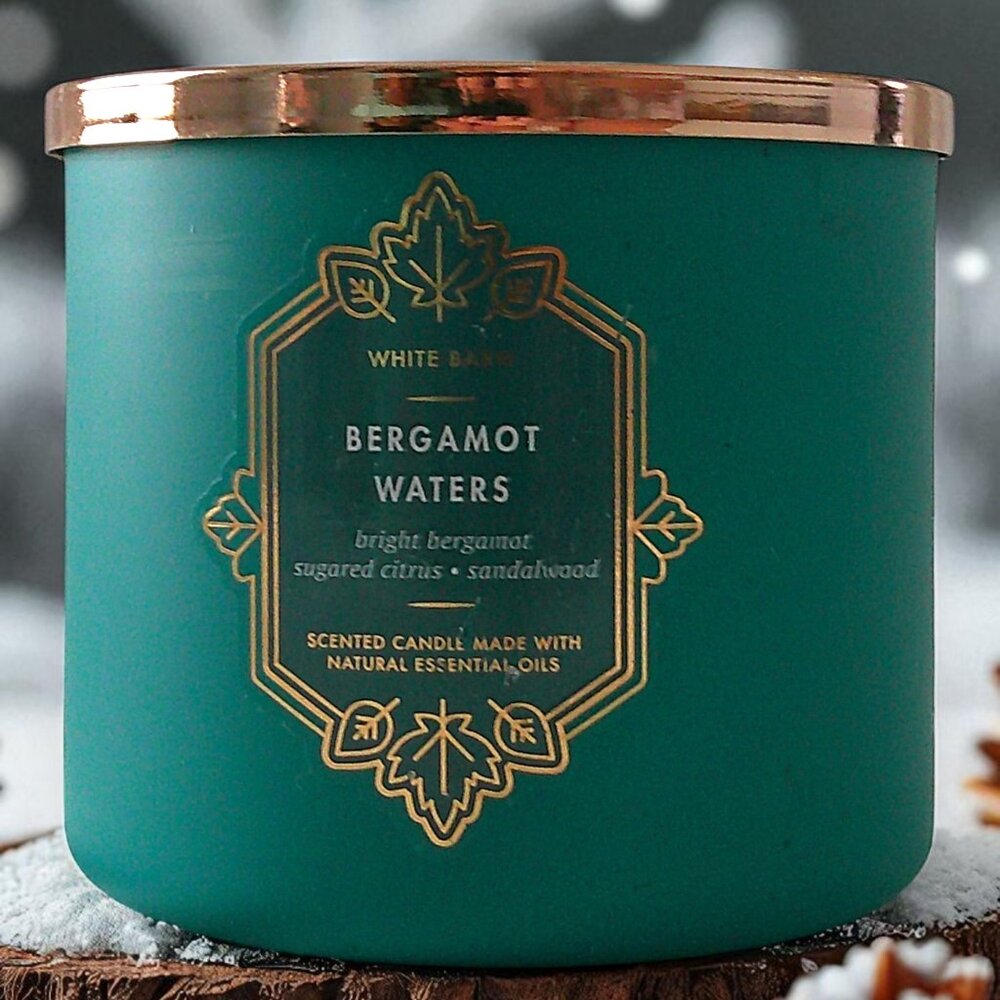 White Barn 3-Wick Candle — Bergamot Waters — Brand New